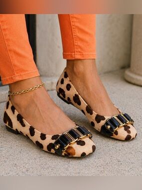 Tory Burch Brown and Cream Flats